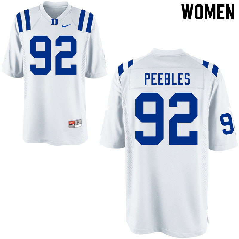 Women #92 Aeneas Peebles Duke Blue Devils College Football Jerseys Sale-White - Click Image to Close